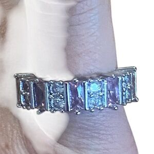 Sterling silver 925 stamped faceted pink & clear stones.